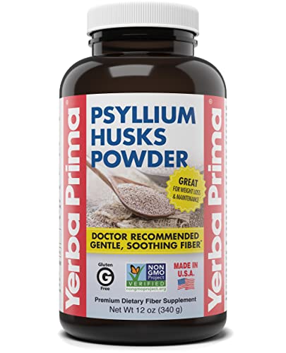 Yerba Prima Psyllium Husks Fiber Powder 12 Ounce Natural Fiber Supplement Colon Cleanse Gut Health Vegan NonGMO Gluten Free